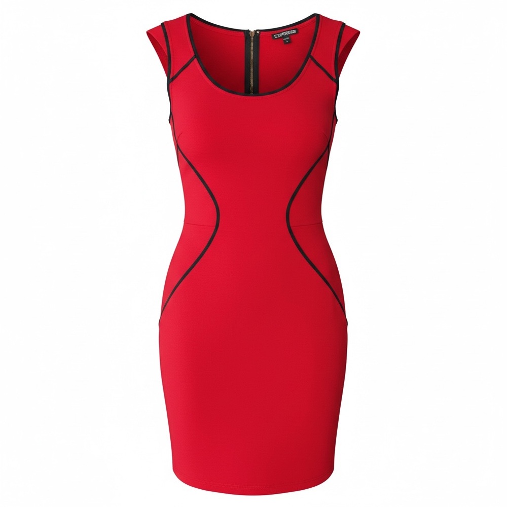 Express Red Bodycon Dress with Black Contrast Trim size 2